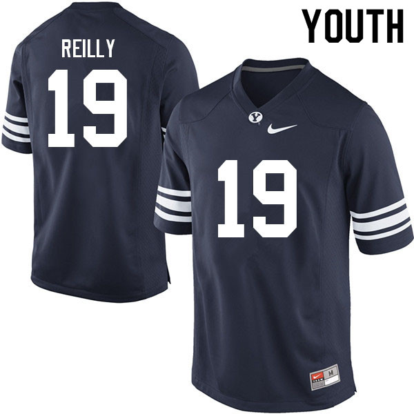 Youth #19 Rhett Reilly BYU Cougars College Football Jerseys Sale-Navy